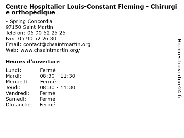 Centre Hospitalier Louis-Constant Fleming - Chirurgie orthopédique à Saint Martin: adresse et heures d'ouverture
