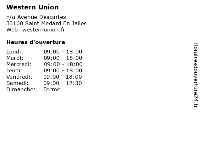 Western Union à Saint Medard En Jalles: adresse et heures d'ouverture