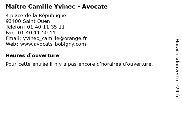Maître Camille Yvinec - Avocate à Saint Ouen: adresse et heures d'ouverture