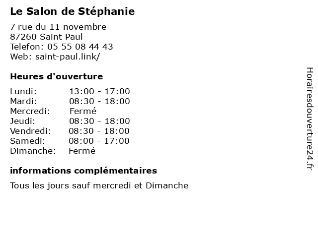 Le Salon de Stéphanie à Saint Paul: adresse et heures d'ouverture