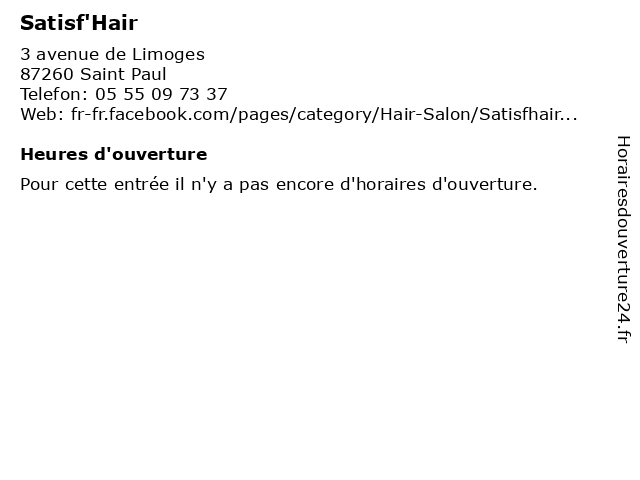 Satisf'Hair à Saint Paul: adresse et heures d'ouverture