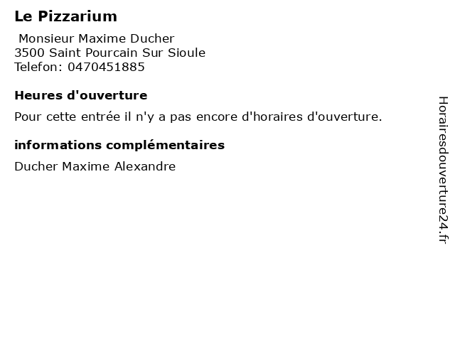 Le Pizzarium à Saint Pourcain Sur Sioule: adresse et heures d'ouverture