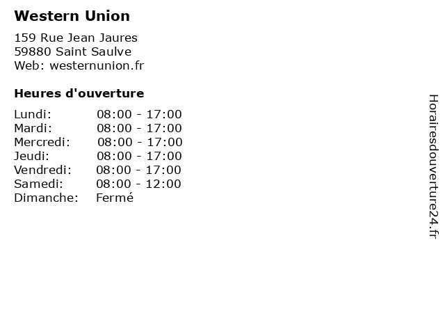 Western Union à Saint Saulve: adresse et heures d'ouverture