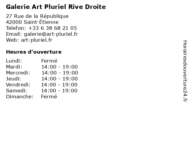 Galerie Art Pluriel Rive Droite à Saint-Étienne: adresse et heures d'ouverture