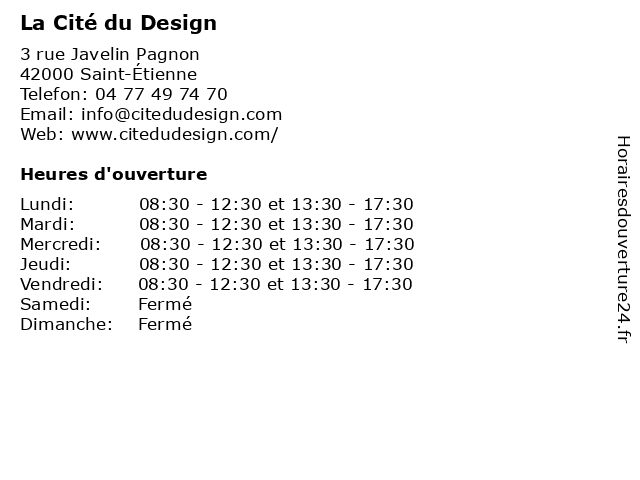 La Cité du Design à Saint-Étienne: adresse et heures d'ouverture