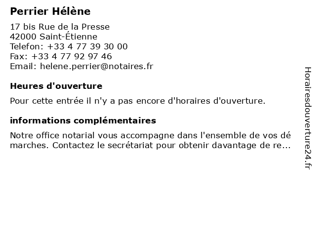 Perrier Hélène à Saint-Étienne: adresse et heures d'ouverture