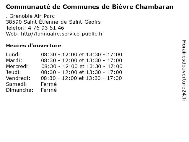 Communauté de Communes de Bièvre Chambaran à Saint-Étienne-de-Saint-Geoirs: adresse et heures d'ouverture