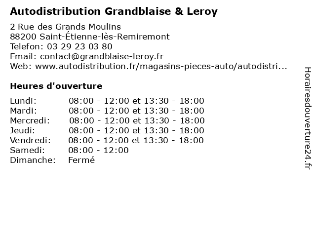 Autodistribution Grandblaise & Leroy à Saint-Étienne-lès-Remiremont: adresse et heures d'ouverture