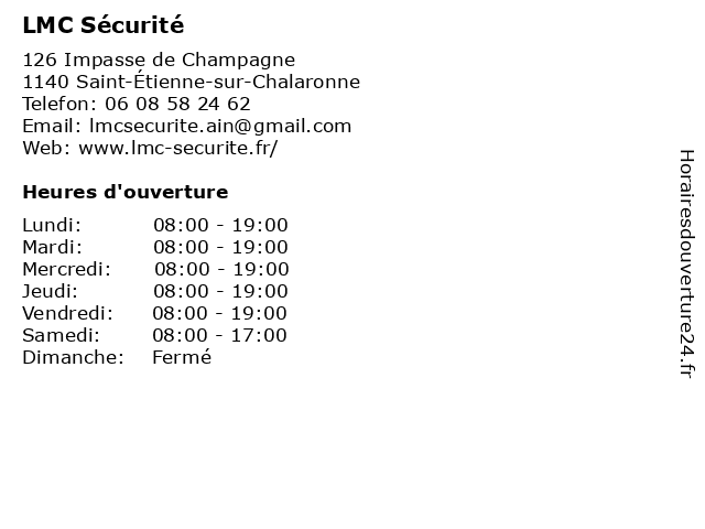 LMC Sécurité à Saint-Étienne-sur-Chalaronne: adresse et heures d'ouverture