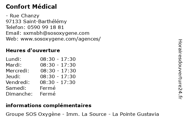 Confort Médical à Saint-Barthélémy: adresse et heures d'ouverture