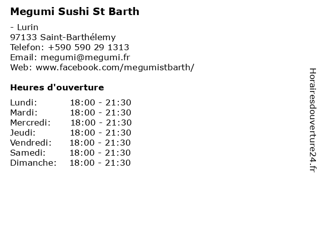 Megumi Sushi St Barth à Saint-Barthélemy: adresse et heures d'ouverture