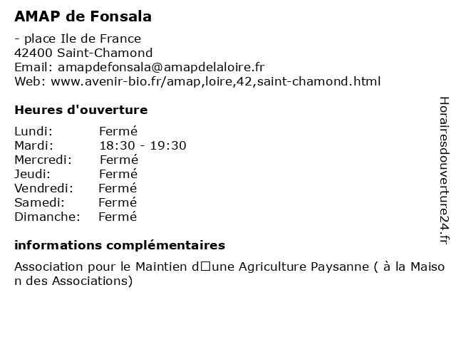 AMAP de Fonsala à Saint-Chamond: adresse et heures d'ouverture