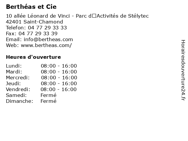 Berthéas et Cie à Saint-Chamond: adresse et heures d'ouverture
