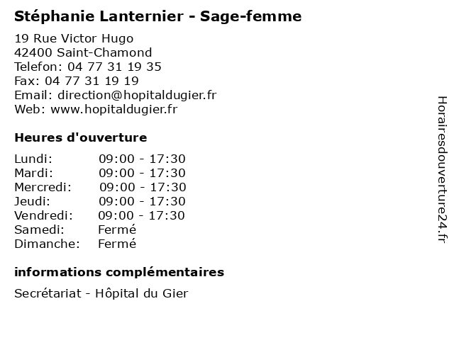 Stéphanie Lanternier - Sage-femme à Saint-Chamond: adresse et heures d'ouverture