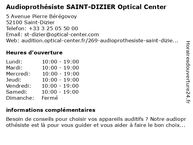 ᐅ Optical Center SAINT-DIZIER - Horaires d'ouverture | 5 ...