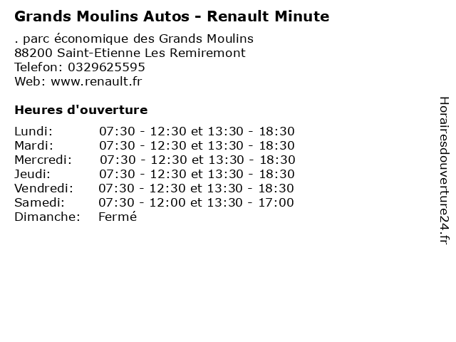 Grands Moulins Autos - Renault Minute à Saint-Etienne Les Remiremont: adresse et heures d'ouverture