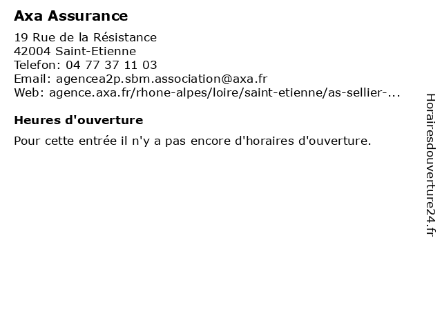 Axa Assurance à Saint-Etienne: adresse et heures d'ouverture
