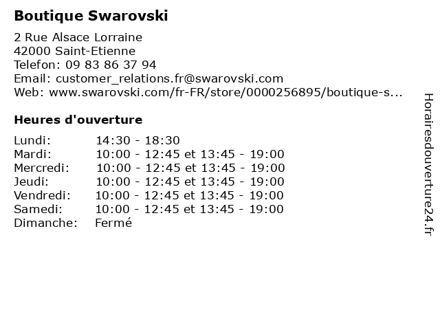 Boutique Swarovski à Saint-Etienne: adresse et heures d'ouverture