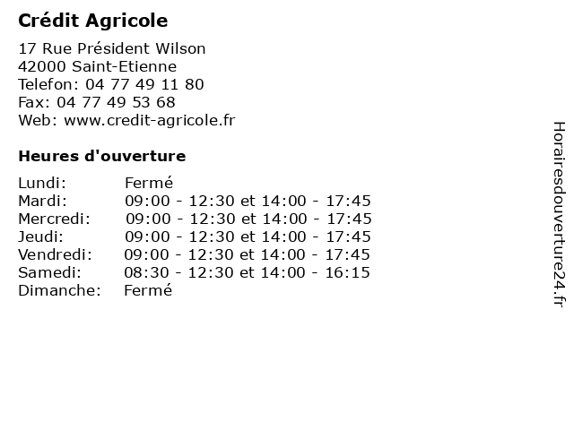 Crédit Agricole à Saint-Etienne: adresse et heures d'ouverture