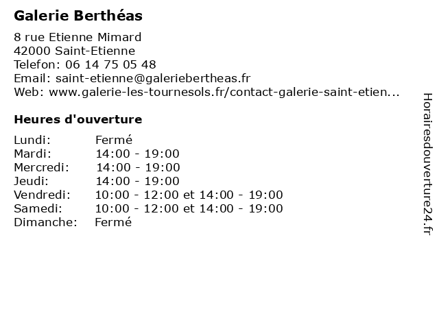 Galerie Berthéas à Saint-Etienne: adresse et heures d'ouverture