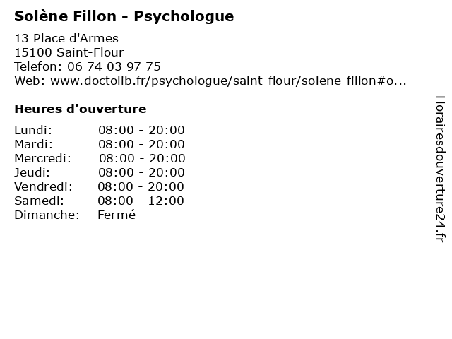 Solène Fillon - Psychologue à Saint-Flour: adresse et heures d'ouverture