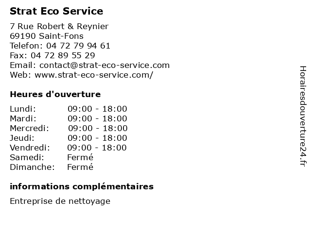Strat Eco Service à Saint-Fons: adresse et heures d'ouverture