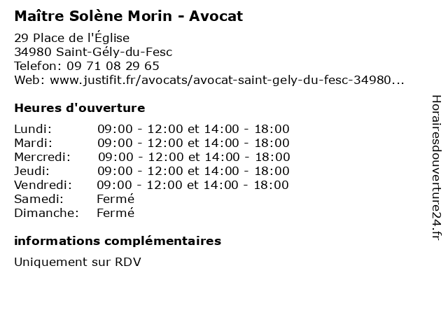 Maître Solène Morin - Avocat à Saint-Gély-du-Fesc: adresse et heures d'ouverture