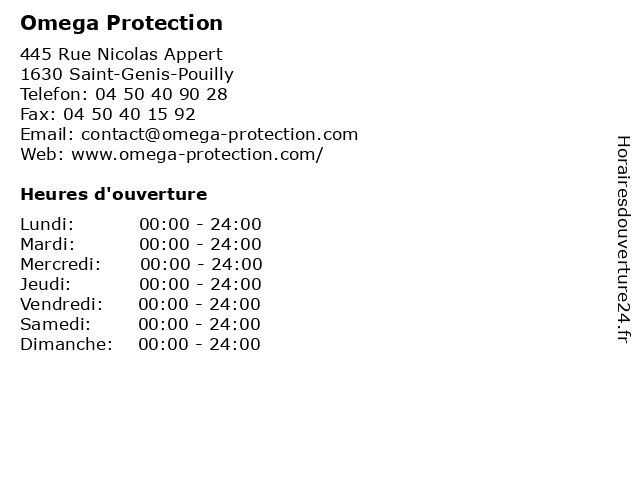 Omega Protection à Saint-Genis-Pouilly: adresse et heures d'ouverture