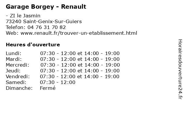 Garage Borgey - Renault à Saint-Genix-Sur-Guiers: adresse et heures d'ouverture