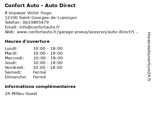 Confort Auto - Auto Direct à Saint-Georges-de-Luzençon: adresse et heures d'ouverture