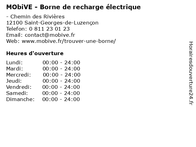 MObiVE - Borne de recharge électrique à Saint-Georges-de-Luzençon: adresse et heures d'ouverture