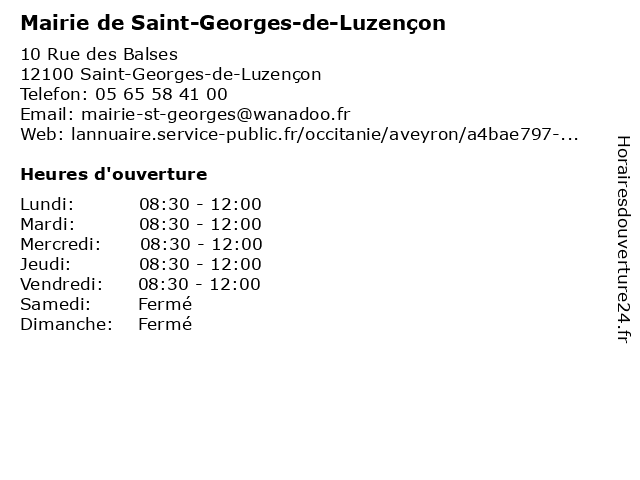 Mairie de Saint-Georges-de-Luzençon à Saint-Georges-de-Luzençon: adresse et heures d'ouverture