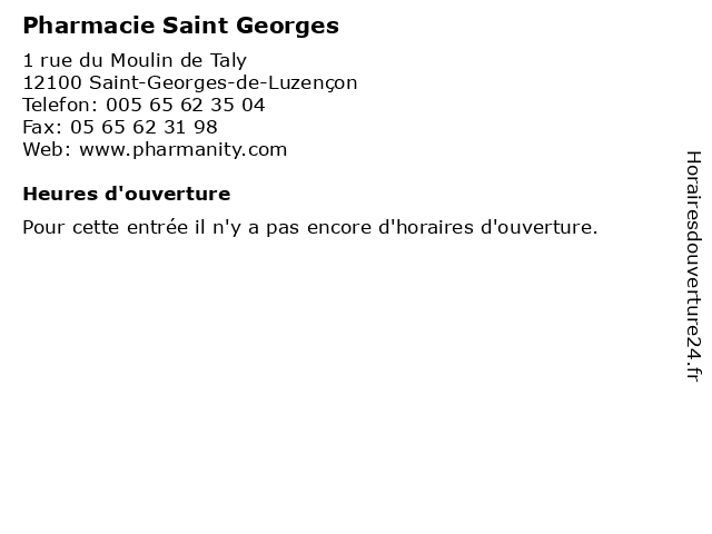 Pharmacie Saint Georges à Saint-Georges-de-Luzençon: adresse et heures d'ouverture