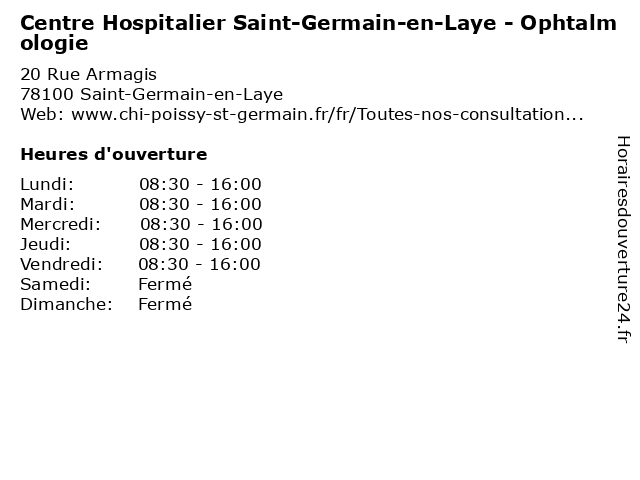 Centre Hospitalier Saint-Germain-en-Laye - Ophtalmologie à Saint-Germain-en-Laye: adresse et heures d'ouverture