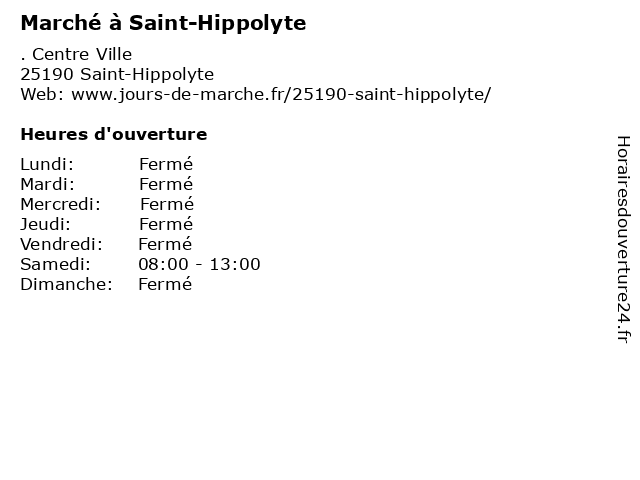 Marché à Saint-Hippolyte à Saint-Hippolyte: adresse et heures d'ouverture