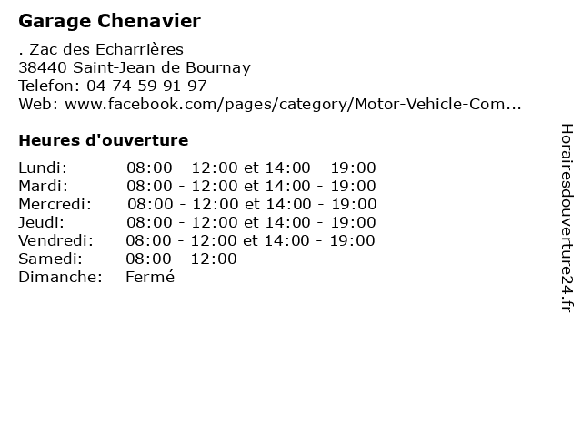 Garage Chenavier à Saint-Jean de Bournay: adresse et heures d'ouverture