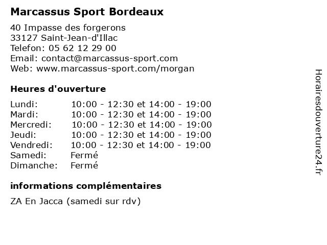 Marcassus Sport Bordeaux à Saint-Jean-d'Illac: adresse et heures d'ouverture