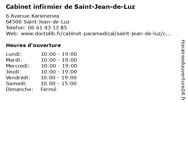 Cabinet infirmier de Saint-Jean-de-Luz à Saint-Jean-de-Luz: adresse et heures d'ouverture