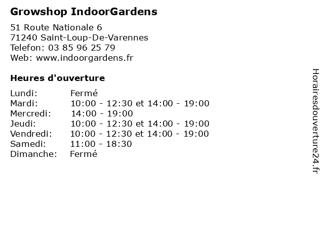 Growshop IndoorGardens à Saint-Loup-De-Varennes: adresse et heures d'ouverture