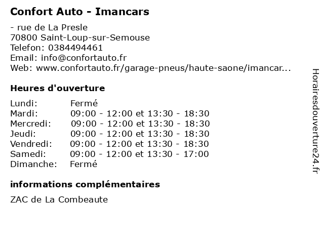 Confort Auto - Imancars à Saint-Loup-sur-Semouse: adresse et heures d'ouverture