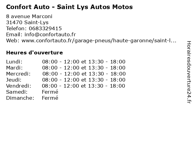 Confort Auto - Saint Lys Autos Motos à Saint-Lys: adresse et heures d'ouverture