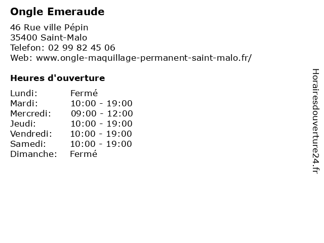 Ongle Emeraude à Saint-Malo: adresse et heures d'ouverture