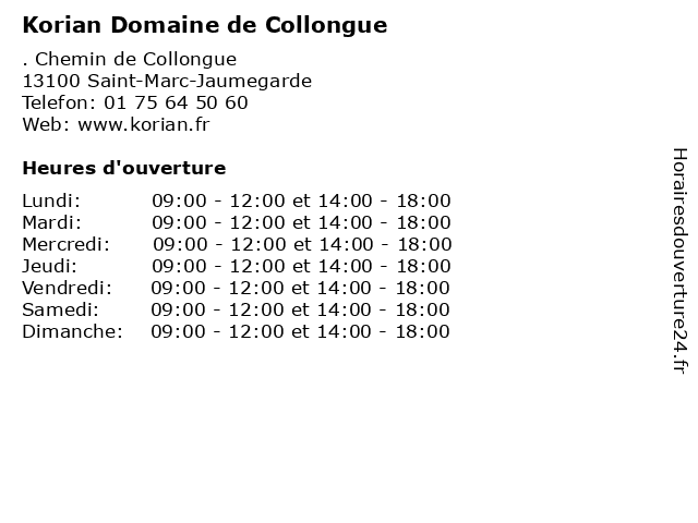 Korian Domaine de Collongue à Saint-Marc-Jaumegarde: adresse et heures d'ouverture