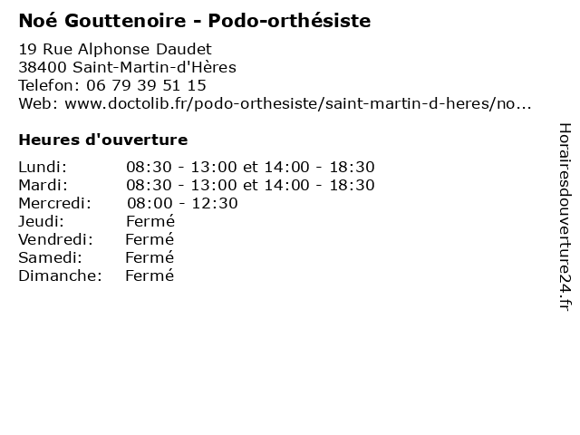 Noé Gouttenoire - Podo-orthésiste à Saint-Martin-d'Hères: adresse et heures d'ouverture