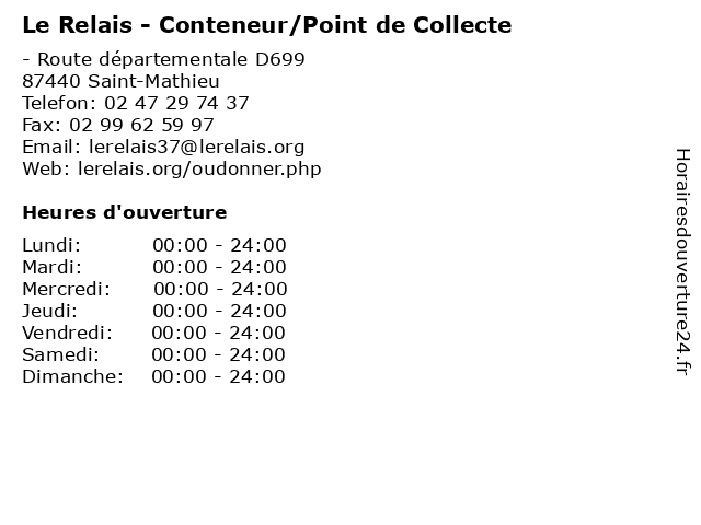 Le Relais - Conteneur/Point de Collecte à Saint-Mathieu: adresse et heures d'ouverture