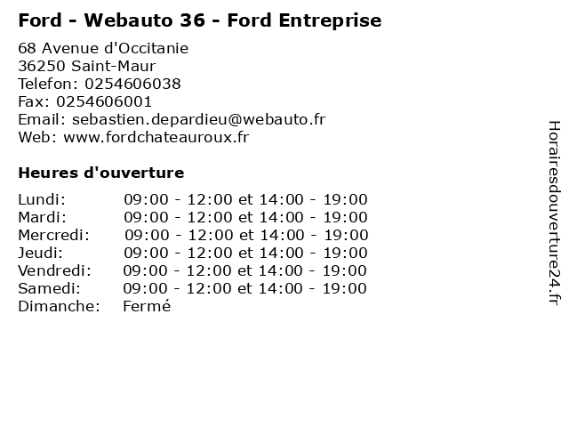 Ford - Webauto 36 - Ford Entreprise à Saint-Maur: adresse et heures d'ouverture