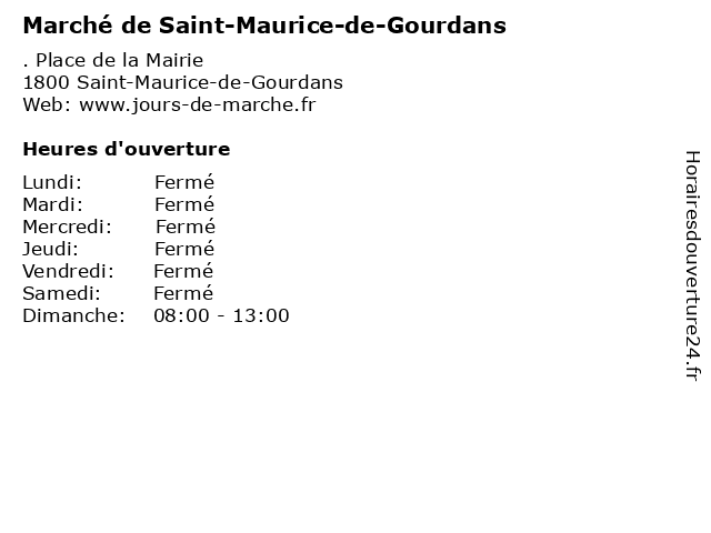 Marché de Saint-Maurice-de-Gourdans à Saint-Maurice-de-Gourdans: adresse et heures d'ouverture