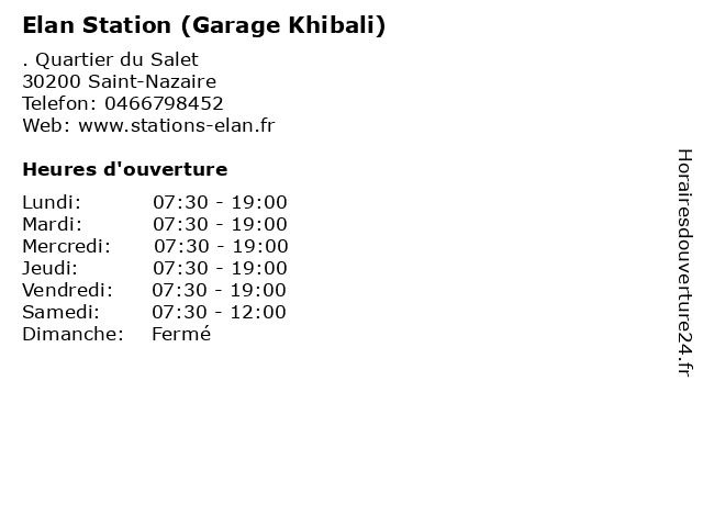Elan Station (Garage Khibali) à Saint-Nazaire: adresse et heures d'ouverture