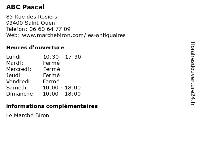 ABC Pascal à Saint-Ouen: adresse et heures d'ouverture
