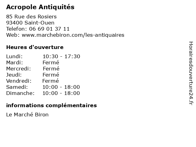 Acropole Antiquités à Saint-Ouen: adresse et heures d'ouverture
